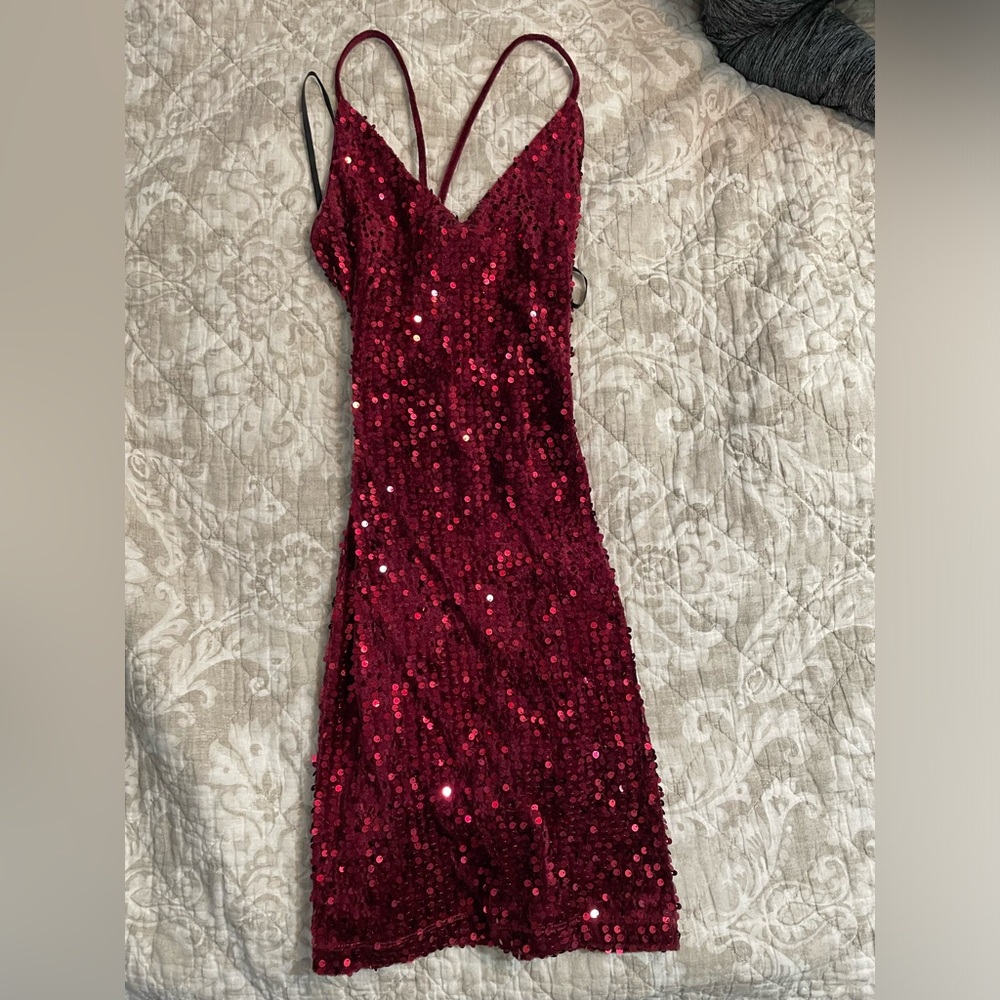 Red sequin dress dance 💃